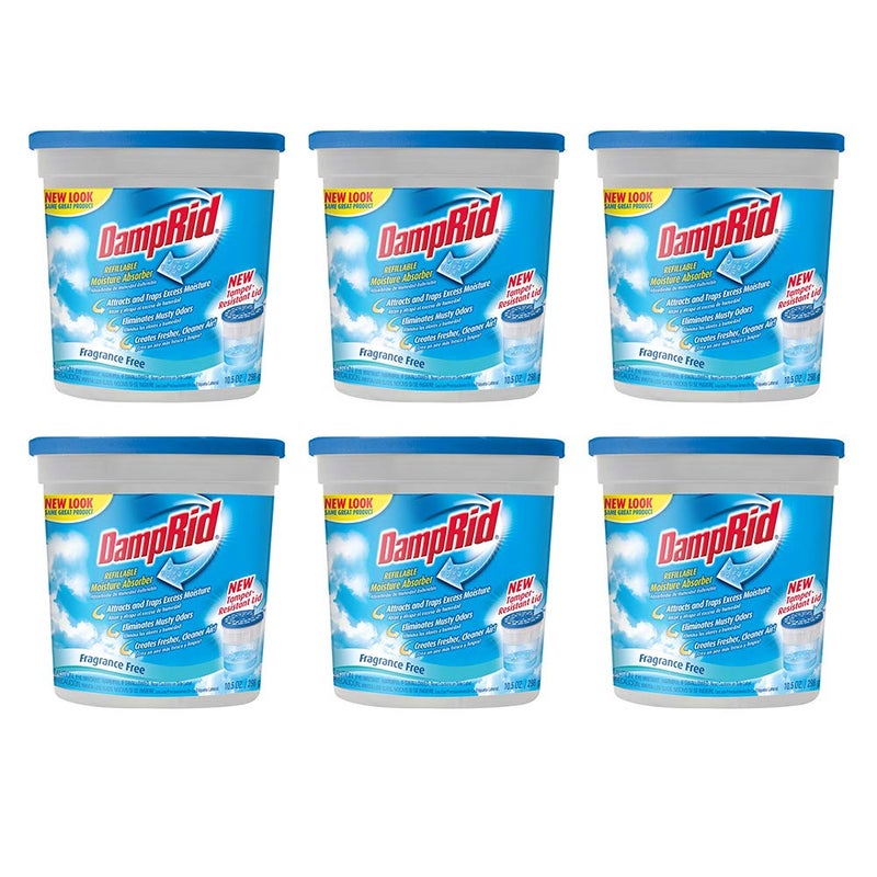 DampRid Refillable Moisture Absorber, Fragrance Free, 10.5 Ounce (Pack of 6) - Image 1